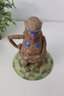 Clever Ceramic Monkey Figurine  Becomes Pitcher, Cup, And A Saucer, Signed  (4pcs Total)