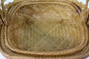 Set Of Two Vintage Nesting Garden Trugs Woven Cane And Bamboo Handles