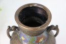 Vintage Japanese Champleve Bronze Amphora With Stylized Dragon Head Handles