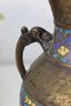 Vintage Japanese Champleve Bronze Amphora With Stylized Dragon Head Handles