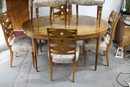 Vintage 7pc Dinning Table With Six (6) Diamond Back Chairs