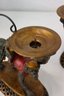 Pair Of Cold Painted Bronze Monkey Rides Monkey Pillar Candle Holders