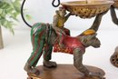 Pair Of Cold Painted Bronze Monkey Rides Monkey Pillar Candle Holders