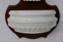 Italian White 3 Piece Ceramic Lavabo Stoup Wall Pocket Basin Mounted On Wood Panel
