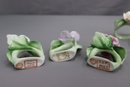 Group Lot Of 11 Hand Painted Porcelain Flower Napkin Rings