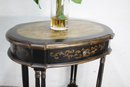 Vintage Oval Painted Detail Console Table On Double Column Legs