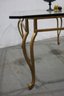 Short Corner Octagonal Glass Top  Dinning Table On Gold Tone Sculptural Wrought Iron Base