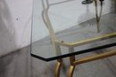 Thick Beveled Glass Dining Table On Faux-bronzed Metal Cabriole Base