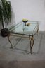 Thick Beveled Glass Dining Table On Faux-bronzed Metal Cabriole Base