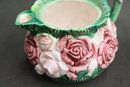 Haldon Group Rose Creamer/Sugar And  Neuwirth/Portugal  Strawberry Lidded Bowl Ceramic