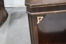 Two Parquet Wood Camber Corner End Tables