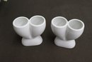Pair Of  White Porcelain Double Egg Cups ( Japan )
