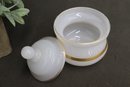 Vintage French Opaline Glass Decanter Set And Tray