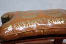 Vintage Egyptian Camel Chair In Wood And Brass With Decorative Seat Pillow