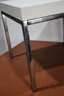 Square Side Table In Chromed Metal And White Laminate Top