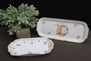 Two Elegant Oblong Porcelain Trays - One In Marked Limoges, The Other T&V France