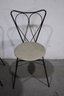 Two  Wood Fiber Round Table On Eifel Tower Style Base With Two Sweetheart Back Bistro Chairs