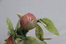 Chinese Carved Stone Bonsai Apple Tree In Green Quartz  Planter