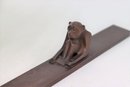 Bronze Chimpanzee Figurine On Plank