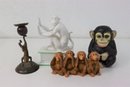 Group Lot Of 4 Whimsical Monkey Figurines