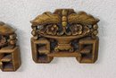 Pair Of Carved  Greek Key & Butterfly Decorative Wall Elements