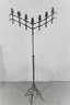 Wrought Iron Floor 7 Light Candelabra With Adjustable Arms And Base