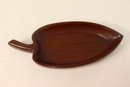Vintage Carved Tropical Wood Lot: Salad Bowl/Fork/Spoon, Three Leaf Trays, And A Gavel