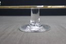 Figured Glass Pedestal Cake Stand With Gold Rim