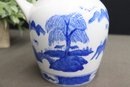 Chinese Blue Willow Canton Style Porcelain Pitcher