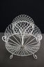 Two Tier White Curled Wire Basket Stand
