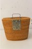Woven Wicker Tea Basket With Two Cups And Tea Pot