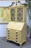 Rusticated And Distressed Vintage Style Secretary Desk With Lattice Window Doors