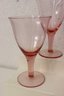 Group Of Nine (9) Flare Rim Rose Pink Glass  Goblets