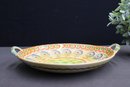 Concentric Flower Motif Italian Earthenware Low Sloped Serving Bowl