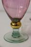 Set Of Four (4) Cranberry Purple Glass Knob Stem Goblets