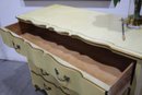 French Provincial Citrine Painted Chest Of Drawers With Serpentine Top And Front