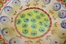 Concentric Flower Motif Italian Earthenware Low Sloped Serving Bowl