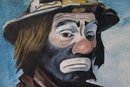 Vintage Oil On Canvas Clown Portrait Signed Milton 76, Framed