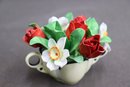 Group Of 3 Coal Port And Radnor Bone China Leaves & Roses Bouquet Figurines