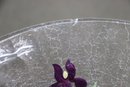Crackle Glass Bowl With Hand Painted Flowers