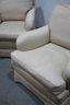 Two Overstuffed Skirted Club Chairs In Cream