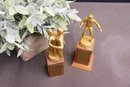 Two Vintage First Prize Metal Trophies From The Catskills - Ballroom Dancing & Ping Pong