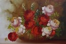 Floral Still Life Oil On Canvas, Signed And Framed