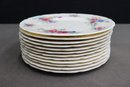 12  Vintage  Lenox Aurora Pattern Porcelain Salad Plates - Gold Trim & Multicolor Florals