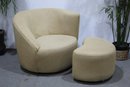 Scroll Corkscrew Style Swivel Chair And Ottoman