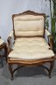 Rococo Style Cane Back X-trestle Tufted Arm Chairs