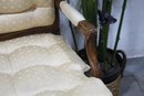Rococo Style Cane Back X-trestle Tufted Arm Chairs