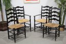 Group Of 6 Rush Seat Ladder Back Chairs - 2 Arm Chairs And 4 Side Chairs