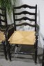Group Of 6 Rush Seat Ladder Back Chairs - 2 Arm Chairs And 4 Side Chairs