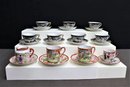 Group Lot Of Mixed Japanese Porcelain Tea Cups With Saucers